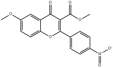 6-Methoxy-3-(methoxycarbonyl)-2-(4-nitrophenyl)-4H-benzopyran-4-one Structural