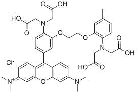 1-[2-AMINO-5-(3-DIMETHYLAMINO-6-DIMETHYL-AMMONIO-9-XANTHENYL)PHENOXY]-2-(2-AMINO-5-METHYLPHENOXY)-ETHANE-N,N,N',N'-TETRAACETIC ACID CHLORIDE