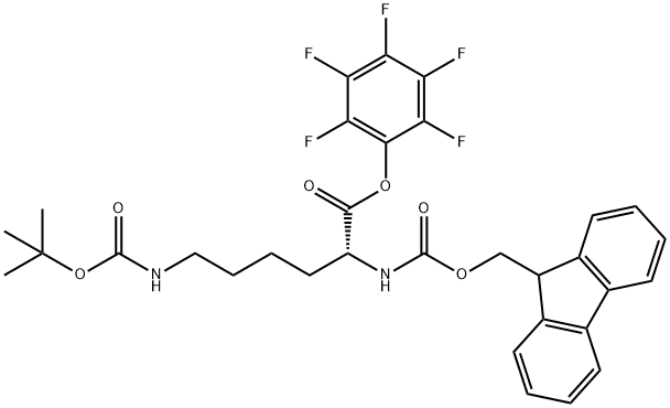 N'-(tert-Butoxycarbonyl)-N-(9-fluorenylmethyloxycarbonyl)-D-lysine pentafluorophenyl ester Structural