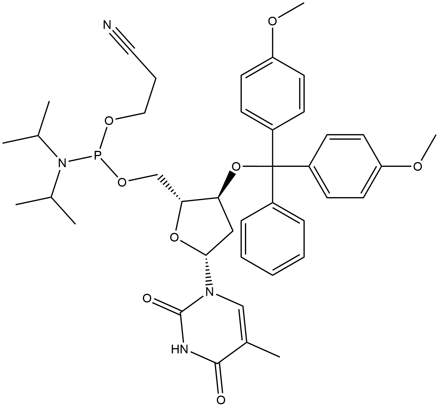 5'-O-[(N,N-DIISOPROPYLAMINO)-(2-CYANOETHOXY)PHOSPHINYL]-3'-O-(4,4'-DIMETHOXYTRITYL)-THYMIDINE