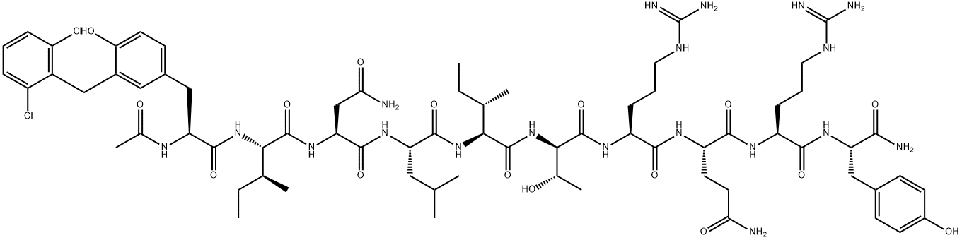 AC-3-(2,6-DICHLORO-BZL)-TYR-ILE-ASN-LEU-ILE-D-THR-ARG-GLN-ARG-TYR-NH2 Structural