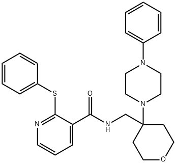 N-((4-(4-phenylpiperazin-1-yl)tetrahydro-2H-pyran-4-yl)methyl)-2-(phenylthio)nicotinamide Structural
