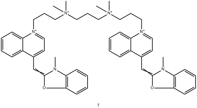 2-([1-(3-[[3-(DIMETHYL(3-[4-[(E)-(3-METHYL-1,3-BENZOXAZOL-3-IUM-2-YL)METHYLIDENE]-1(4H)-QUINOLINYL]PROPYL)AMMONIO)PROPYL](DIMETHYL)AMMONIO]PROPYL)-4(1H)-QUINOLINYLIDENE]METHYL)-3-METHYL-1,3-BENZOXAZOL-3-IUM TETRAIODIDE Structural