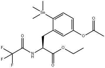 L-PHENYLALANINE, 5-(ACETYLOXY)-N-TRIFLUOROACETYL-2-TRIMETHYLSTANNYL, ETHYL ESTER