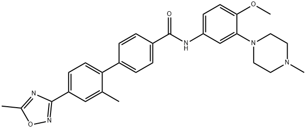 N-[4-METHOXY-3-(4-METHYLPIPERAZIN-1-YL)-PHENYL]-4-[2-METHYL-4-(5-METHYL-1,2,4-OXADIAZOL-3-YL)PHENYL]BENZAMIDE Structural