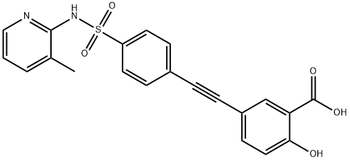 2-hydroxy-5-[2-[4-[(3-methylpyridin-2-yl)sulfamoyl]phenyl]ethynyl]benzoic acid Structural