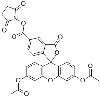 5(6)-(N-SUCCINIMIDYLOXYCARBONYL)-3',6',O,O'-DIACETYLFLUORESCEIN Structural