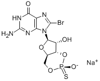 8-BROMOGUANOSINE-3',5'-CYCLIC MONOPHOSPHOROTHIOATE, RP-ISOMER SODIUM SALT Structural