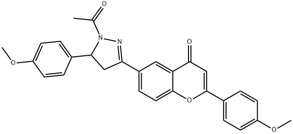 1H-Pyrazole, 4,5-dihydro-1-acetyl-5-(4-methoxyphenyl)-3-(2-(4-methoxyp henyl)-4-oxo-4H-1-benzopyran-6-yl)-