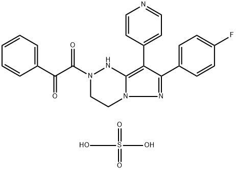 7-(4-FLUOROPHENYL)-1,2,3,4-TETRAHYDRO-2-(OXOPHENYLACETYL)-8-(4-PYRIDINYL)-PYRAZOLO[5,1-C][1,2,4]TRIAZINE SULFATE