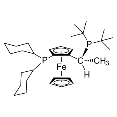 (R)-(-)-1-[(S)-2-(DICYCLOHEXYLPHOSPHINO)FERROCENYL]ETHYLDI-T-BUTYLPHOSPHINE Structural