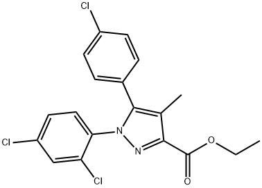 1H-Pyrazole-3-carboxylic acid, 5-(4-chlorophenyl)-1-(2,4-dichlorophenyl)-4-methyl-, ethyl ester Structural