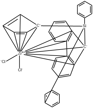 Diphenylsilyl(cyclopentadienyl)(9-fluorenyl)zirconium dichloride Structural