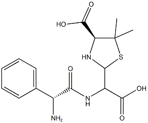 (4S)-2-(((R)-2-Amino-2-phenylacetamido)(carboxy)-methyl)-5,5-dimethylthiazolidine-4-carboxylic Structural