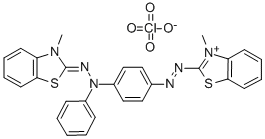 3-Methyl-2-((p-((3-methyl-2-benzothiazolinylidene)phenylhydrazino)phenyl)azo)benzothiazoliumperchlorate