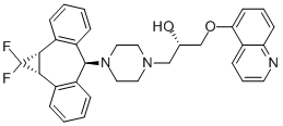 (2R)-1-{4-[(1aR,6r,10bS)-1,1-Difluoro-1,1a,6,10b-tetrahydrodibenzo[a,e]cyclopropa[c]cyclohepten-6-yl]piperazin-1-yl}-3-(quinolin-5-yloxy)propan-2-ol Structural