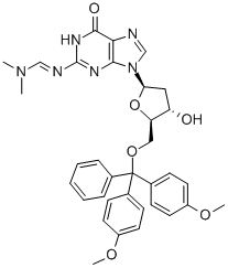 5'-O-(DIMETHOXYTRITYL)-N2-(DIMETHYLAMINOMETHYLIDENE)-3'-DEOXYGUANOSINE Structural