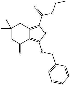 ETHYL 3-(BENZYLTHIO)-6,6-DIMETHYL-4-OXO-4,5,6,7-TETRAHYDROBENZO[C]THIOPHENE-1-CARBOXYLATE Structural