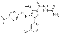 1H-Pyrazole-3-carboxylic acid, 1-(3-chlorophenyl)-5-((4-(dimethylamino )phenyl)azo)-4-methoxy-,2-(aminothioxomethyl)hydrazide