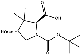 (2S,4R)-N-Boc-4-hydroxy-3,3-dimethylpyrrolidine-2-carboxylic acid Structural