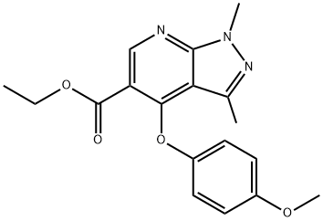 ETHYL 4-(4-METHOXYPHENOXY)-1,3-DIMETHYL-1H-PYRAZOLO[3,4-B]PYRIDINE-5-CARBOXYLATE Structural