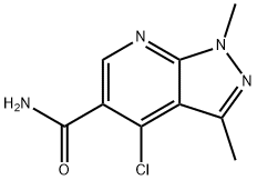 4-CHLORO-1,3-DIMETHYL-1H-PYRAZOLO[3,4-B]PYRIDINE-5-CARBOXAMIDE Structural