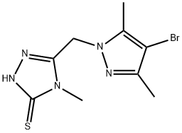 5-(4-BROMO-3,5-DIMETHYLPYRAZOL-1-YLMETHYL)-4-METHYL-1,2,4-TRIAZOLE-3-THIOL Structural