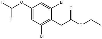 Ethyl 2,6-dibromo-4-(difluoromethoxy)phenylacetate Structural