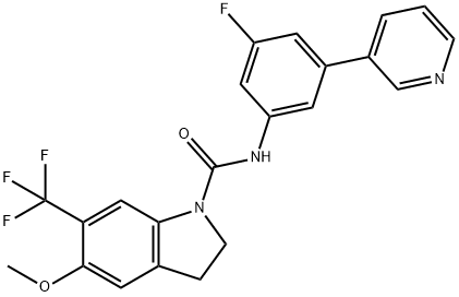 N-[3-FLUORO-5-(3-PYRINDYL)PHENYL]-2,3-DIHYDRO-5-METHOXY-6-(TRIFLUOROMETHYL)-1H-INDOLE-1-CARBOXAMIDE