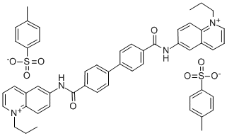 6,6'-(p,p'-Biphenylylenebis(carbonylimino))bis(1-propylquinolinium) ditosylate Structural