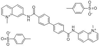 7,7'-(p,p'-Biphenylylenebis(carbonylimino))bis(1-methylquinolinium) ditosylate Structural