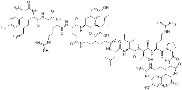 H-TYR-LYS-GLY-ARG-CYCLO(-GLU-TYR-ILE-LYS)-LEU-ILE-THR-ARG-PRO-ARG-TYR-NH2 Structural