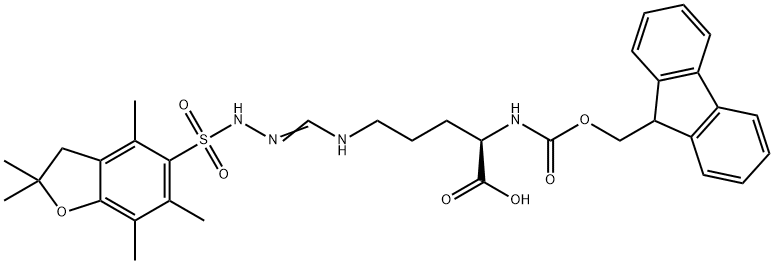 nα-fmoc-nω-(2,2,4,6,7-pentamethyldihydrobenzofuran-5-sulfonyl)-d-arginine,N-ALPHA-FMOC-N-OMEGA-(2,2,4,6,7-PENTAMETHYLDIHYDROBENZOFURAN-5-SULFONYL)-D-ARGININE