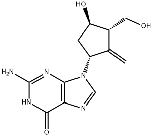 6H-Purin-6-one, 2-amino-1,9-dihydro-9-[(1R,3S,4R)-4-hydroxy-3-(hydroxymethyl)-2-methylenecyclopentyl]- Structural