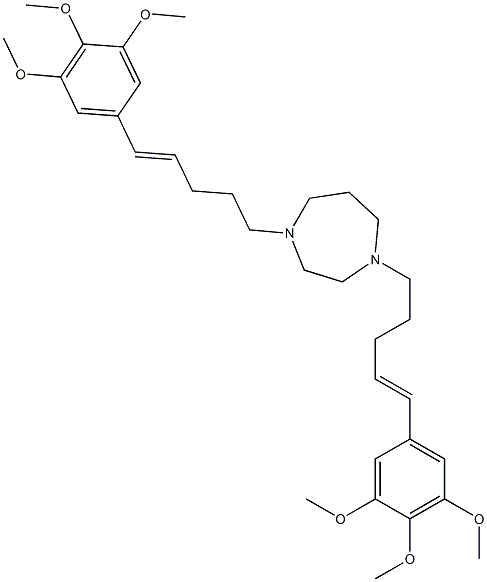 K-7174, 1,4-Bis[5-(3,4,5-triMethoxyphenyl)-4(E)-pentenyl]hexahydro-1H-1,4-diazepine Structural