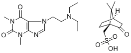 (1S)-2-oxobornane-10-sulphonic acid, compound with 7-[2-(diethylamino)ethyl]-3,7-dihydro-1,3-dimethyl-1H-purine-2,6-dione (1:1) Structural