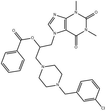 1-Piperazineethanol, 4-(m-chlorobenzyl)-alpha-(1,3-dimethyl-7-xanthiny lmethyl)-, benzoate (ester)