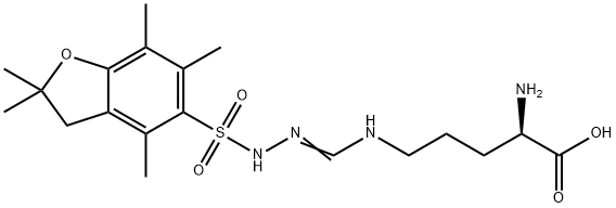 N5-[[[(2,3-Dihydro-2,2,4,6,7-pentamethyl-5-benzofuranyl)sulfonyl]amino]iminomethyl]-D-ornithine Structural