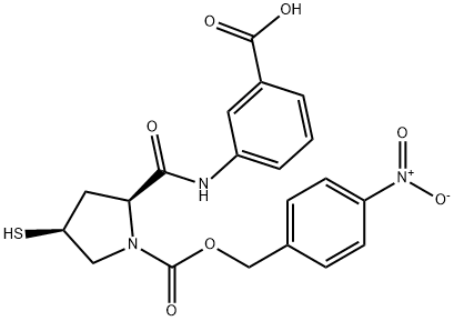 3-[[[(2S,4S)-4-Mercapto-1-(4-nitrobenzyloxy)carbonyl-2-pyrrolidinyl]carbonyl]amino]benzoic acid  Structural