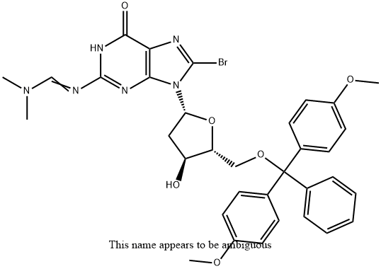 8-BROMO-5'-O-(DIMETHOXYTRITYL)-N2-(DIMETHYLAMINOMETHYLIDENE)-2'-DEOXYGUANOSINE Structural