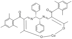 (1R,2R)-N,N'-BIS[3-OXO-2-(2,4,6-TRIMETHYLBENZOYL)BUTYLIDENE]-1,2-DIPHENYLETHYLENEDIAMINATO COBALT(II) Structural