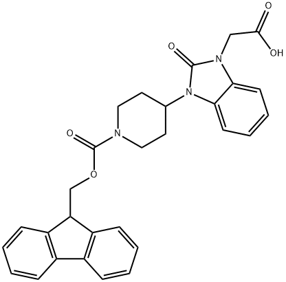 FMOC-4-(3-CARBOXYMETHYL-2-KETO-1-BENZIMIDAZOLYL)-PIPERIDINE Structural