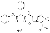 sodium [2S-(2alpha,5alpha,6beta)]-6-[(1,3-dioxo-3-phenoxy-2-phenylpropyl)amino]-3,3-dimethyl-7-oxo-4-thia-1-azabicyclo[3.2.0]heptane-2-carboxylate 