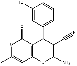 4H,5H-PYRANO[4,3-B]PYRAN-3-CARBONITRILE, 2-AMINO-4-(3-HYDROXYPHENYL)-7-METHYL-5-OXO- Structural