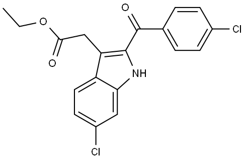 ETHYL 6-CHLORO-2-(4-CHLOROBENZOYL)INDOL-3-ACETIC ACID Structural
