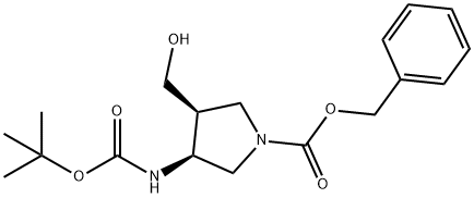 (3S,4S)-1-N-CBZ-3-(N-BOC-AMINO)-4-HYDROXYMETHYLPYRROLIDINE Structural