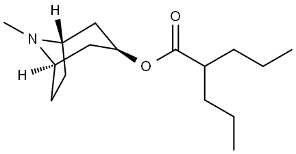 endo-8-methyl-8-azabicyclo[3.2.1]oct-3-yl 2-propylvalerate  Structural