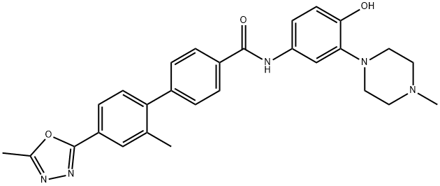 2'-METHYL-4'-(5-METHYL-[1,3,4]OXADIAZOL-2-YL)-BIPHENYL-4-CARBOXYLIC ACID [4-HYDROXY-3-(4-METHYL-PIPERAZIN-1-YL)-PHENYL]-AMIDE Structural