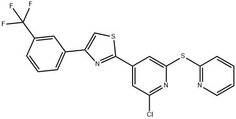 2-[2-CHLORO-6-(2-PYRIDYLTHIO)-4-PYRIDYL]-4-[3-(TRIFLUOROMETHYL)PHENYL]-1,3-THIAZOLE Structural