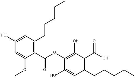 o-Anisic acid, 4-hydroxy-6-pentyl-, 3-ester with 2,3,4-trihydroxy-6-pe ntylbenzoic acid Structural